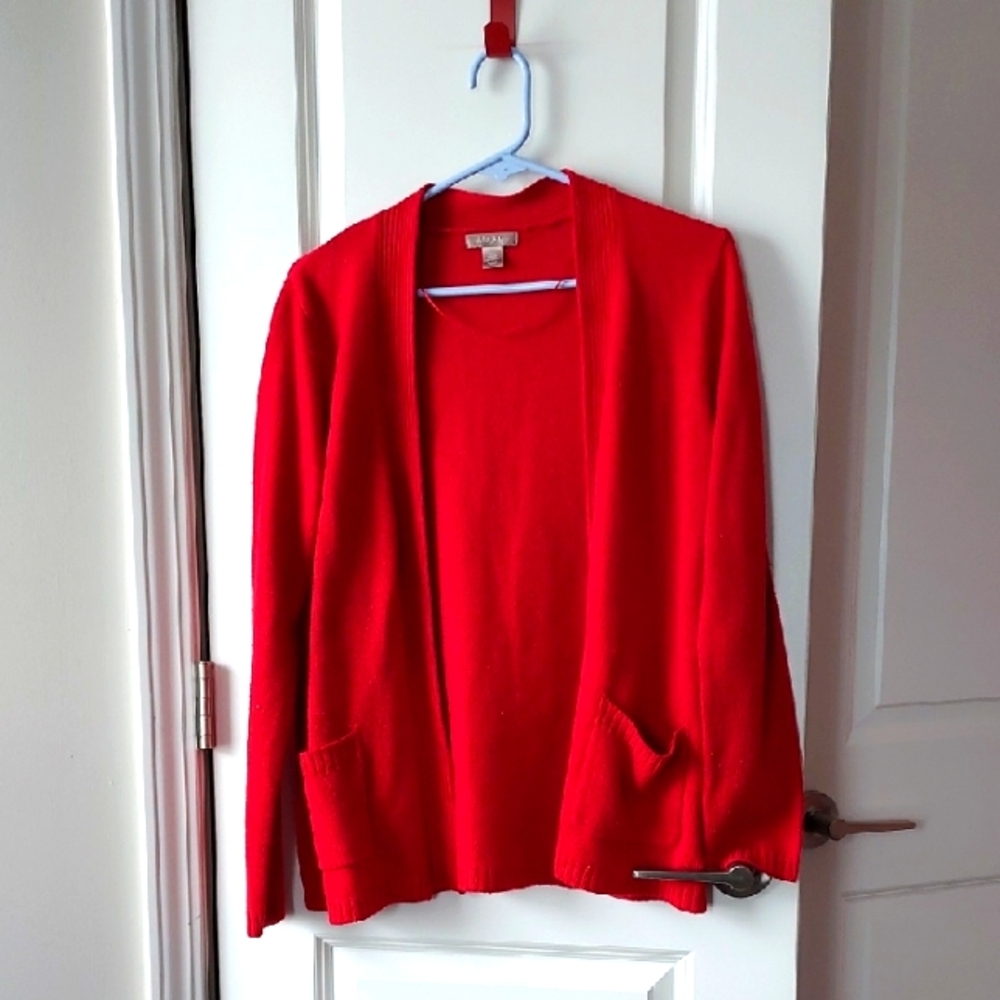 White Stag Long Sleeve Red Open Front Cardigan Large